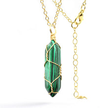 Load image into Gallery viewer, Natural Handmade Crystal Necklace Gold Wire Wrapped Malachite
