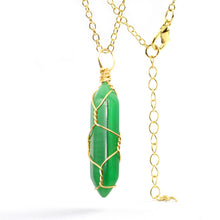 Load image into Gallery viewer, Jade Natural Point Necklace Gold Tone Necklace- Good Luck•Fortune (Powerful Necklace)