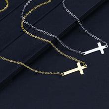 Load image into Gallery viewer, Dainty Necklace - Cross Necklace Handmade Gold Tone necklace