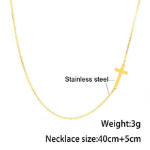Load image into Gallery viewer, Dainty Necklace - Cross Necklace Handmade Gold Tone necklace