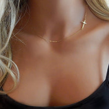 Load image into Gallery viewer, Dainty Necklace - Cross Necklace Handmade Gold Tone necklace