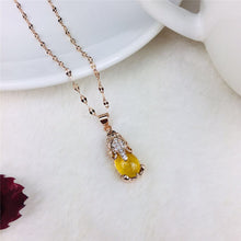 Load image into Gallery viewer, Rose Gold Tone Citrine Crystal Elephant Necklace November Birthstone