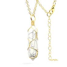 Load image into Gallery viewer, Elegant Gold Wire Wrapped Howite Point Necklace - 18 Inches