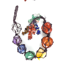 Load image into Gallery viewer, Crystal Tassel | 7 Chakra Hanger | Rose Quartz Self Love crystal hanger Big Stones