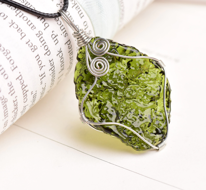 Genuine Moldavite Necklace 100 % Natural Sterling Silver – LB