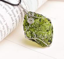 Load image into Gallery viewer, Genuine Moldavite Necklace 100 % Natural Sterling Silver
