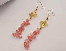 Load image into Gallery viewer, Handmade Rose Quartz Natural Drop Earrings , Stone Earrings