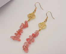 Load image into Gallery viewer, Handmade Rose Quartz Natural Drop Earrings , Stone Earrings