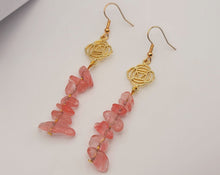 Load image into Gallery viewer, Handmade Rose Quartz Natural Drop Earrings , Stone Earrings