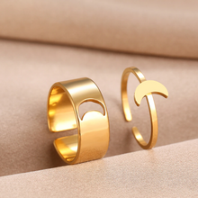 Load image into Gallery viewer, Adjustable Open Moon Double Ring Set , Thumb Ring,