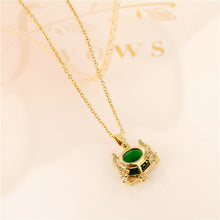 Load image into Gallery viewer, Jade Natural Necklace Gold Tone Necklace- Good Luck•Fortune
