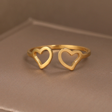 Load image into Gallery viewer, Adjustable Open Heart Ring, Thumb Ring, Adjustable Wraparound Heart Ring, Gold