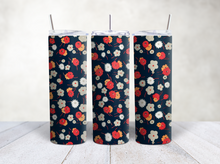 Load image into Gallery viewer, Flowers all over Tumbler Tumbler Cup with Straw and Lid, Morning Cup