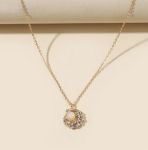 Load image into Gallery viewer, Moon Pendant necklace, 18mm gold plated charm, Shinny MOON