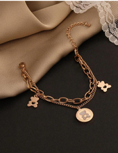 Load image into Gallery viewer, Trendy rose gold bear bracelet. bear jewelry. Double Layer