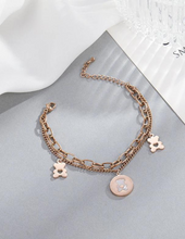 Load image into Gallery viewer, Trendy rose gold bear bracelet. bear jewelry. Double Layer