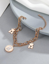Load image into Gallery viewer, Trendy rose gold bear bracelet. bear jewelry. Double Layer