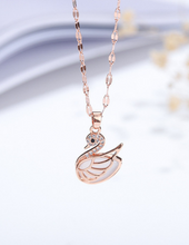 Load image into Gallery viewer, Milky Quartz Handmade Swan Necklace Gold Tone Swan Necklace