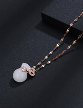 Load image into Gallery viewer, Milky Quartz Handmade Shirt Necklace Gold Tone Bag Necklace