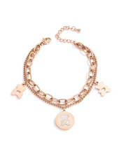 Load image into Gallery viewer, Trendy rose gold bear bracelet. bear jewelry. Double Layer