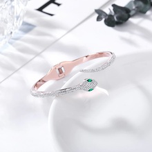 Load image into Gallery viewer, Trendy Full Zircon Snake Bracelet Gold Open High-End Bangle