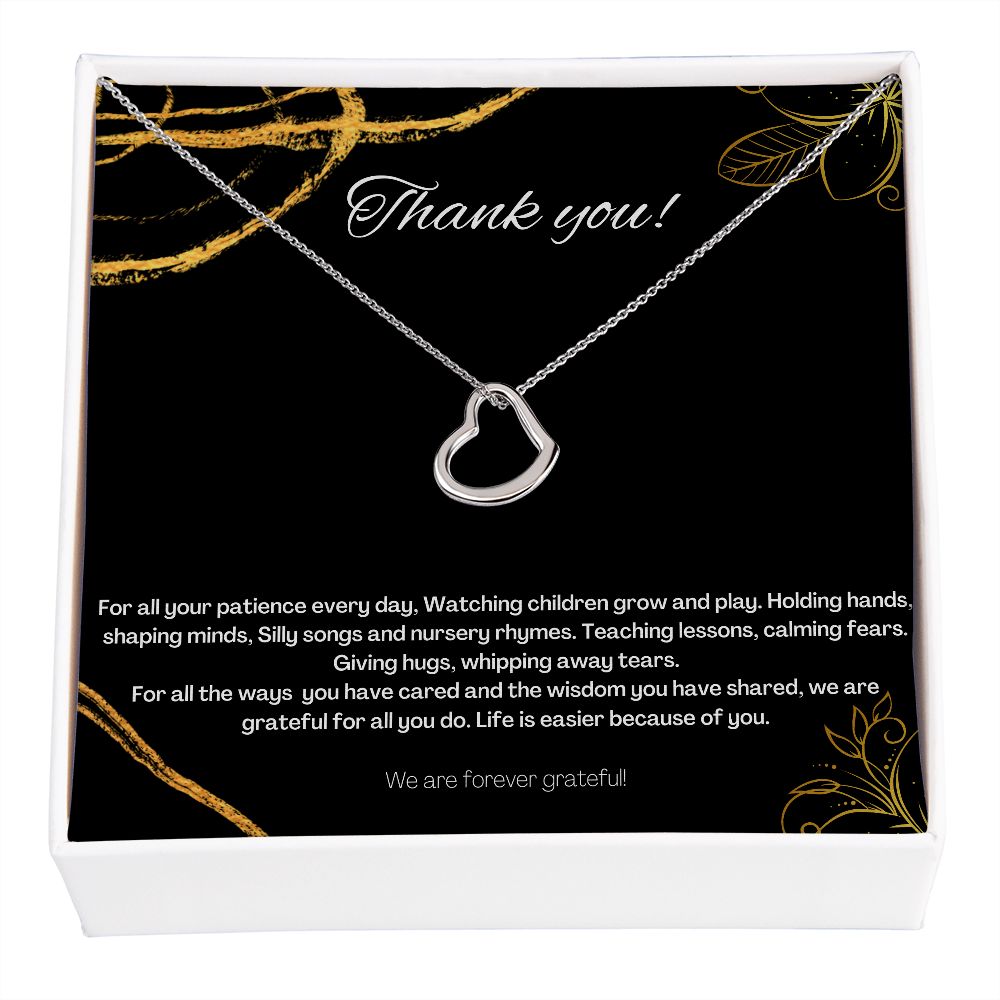 Daycare Teacher Gift, Caregiver thank you Necklace
