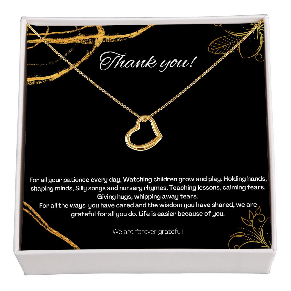 Daycare Teacher Gift, Caregiver thank you Necklace