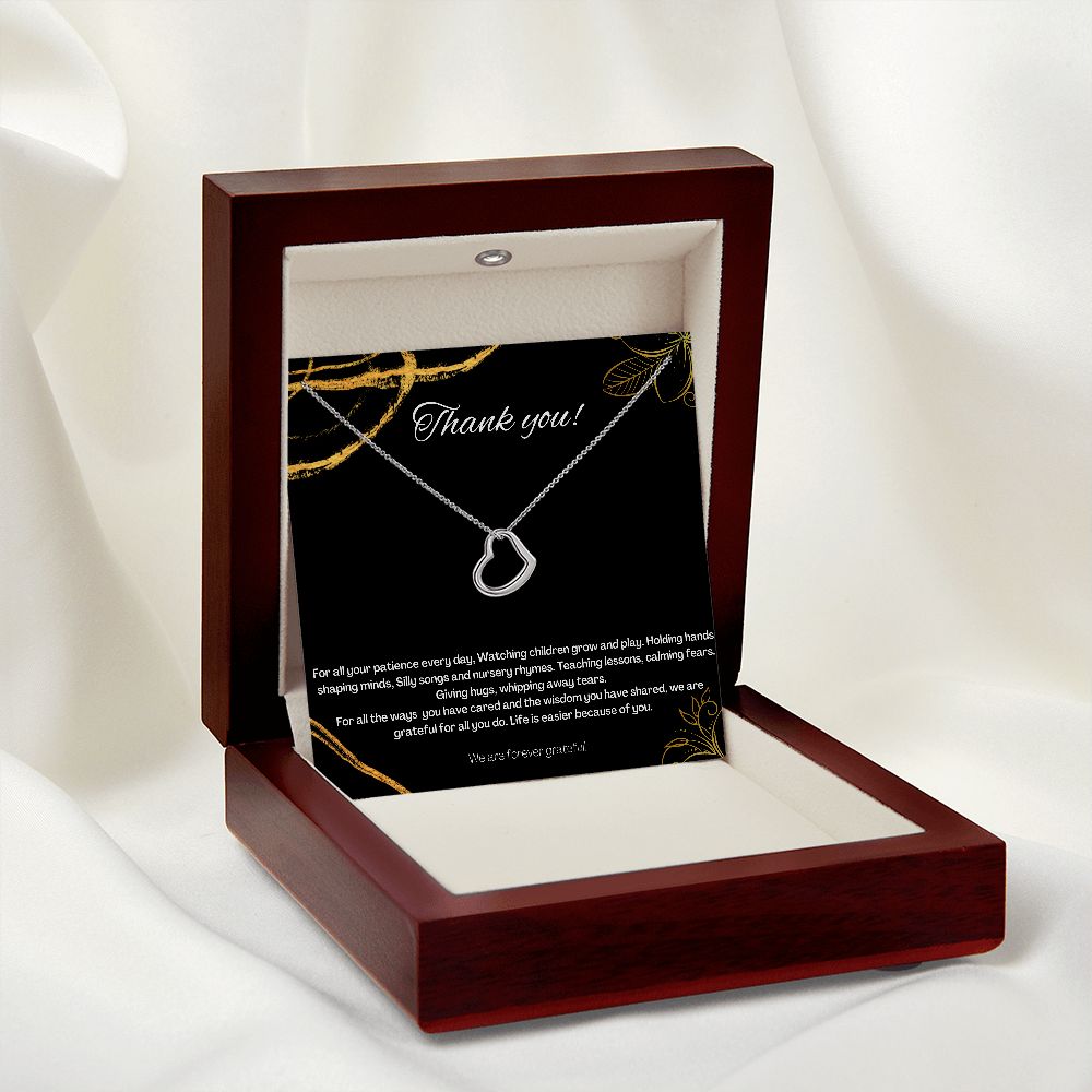 Daycare Teacher Gift, Caregiver thank you Necklace