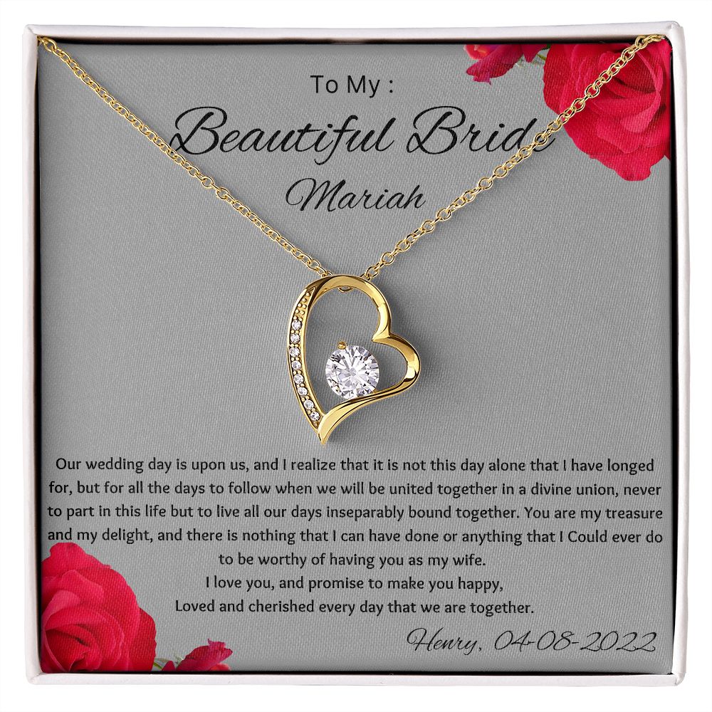 To My Beautiful Bridge Groom to Bride Gift on Wedding day Gift For Bride From Groom