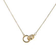 Load image into Gallery viewer, Dainty Double Circle Necklace, Mixed Stainless steel , Infinity Necklace,