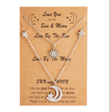 Load image into Gallery viewer, Sun and Moon necklace Best Friend Necklace , Silver tone