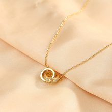 Load image into Gallery viewer, Dainty Double Circle Necklace, Mixed Stainless steel , Infinity Necklace,