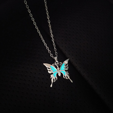 Load image into Gallery viewer, Butterfly Necklace - Trendy Butterfly necklace Silver tone Glow in the Dark