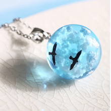 Load image into Gallery viewer, Blue Cloudy Sky Sphere Pendant Necklace Dream Designer necklace Circle charm