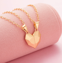 Load image into Gallery viewer, 2 PC Set Heart Necklace - Trendy Heart necklace Gift for couples, Gift for BBF