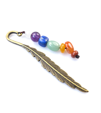 Load image into Gallery viewer, 7 Seven Chakra Bookmark, Leaf Bookmark, Metal Bookmark, Yoga Bookmark