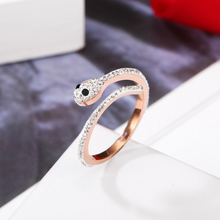 Load image into Gallery viewer, Rose Gold Snake Ring, Snake Serpent Band, Adjustable Snakes