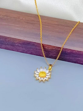 Load image into Gallery viewer, Gorgeous Sunflower Dainty Necklace - gift for her Gold Tone