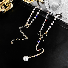 Load image into Gallery viewer, Dainty Pearl Drop Necklace, Minimalist Gold Filled Lariat, Bridesmaid Gift