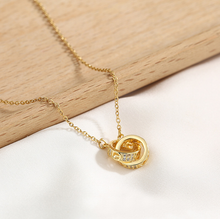 Load image into Gallery viewer, Dainty Double Circle Necklace, Mixed Stainless steel , Infinity Necklace,