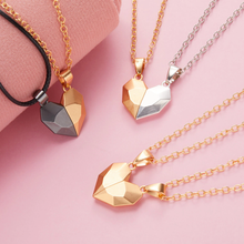 Load image into Gallery viewer, 2 PC Set Heart Necklace - Trendy Heart necklace Gift for couples, Gift for BBF