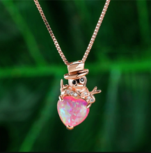 Load image into Gallery viewer, Cute Pink Snowman ainty Necklace Rose Gold Tone