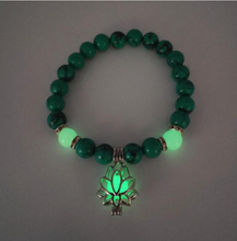 Load image into Gallery viewer, Gorgeous Jasper Bracelet 8mm Glow Lotus Pendant Bracelet Boho Gypsy
