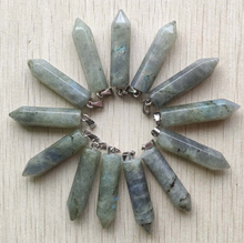 Load image into Gallery viewer, Crystal Necklace Labradorite Healing Crystal Point Necklace Silver tone