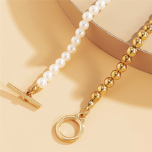 Load image into Gallery viewer, Pearl Choker Necklace - Trendy Pearl necklace Gold tone