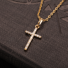 Load image into Gallery viewer, Dainty Necklace - Cross Necklace Handmade Gold Tone necklace & silver tone