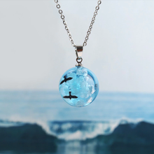 Load image into Gallery viewer, Blue Cloudy Sky Sphere Pendant Necklace Dream Designer necklace Circle charm