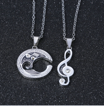 Load image into Gallery viewer, 2 PC Set I love you Necklace Black Robe necklace Set Couple's GIFT