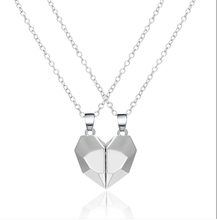 Load image into Gallery viewer, 2 PC Set Heart Necklace - Trendy Heart necklace Gift for couples, Gift for BBF