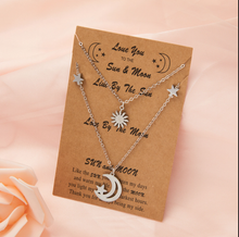 Load image into Gallery viewer, Sun and Moon necklace Best Friend Necklace , Silver tone